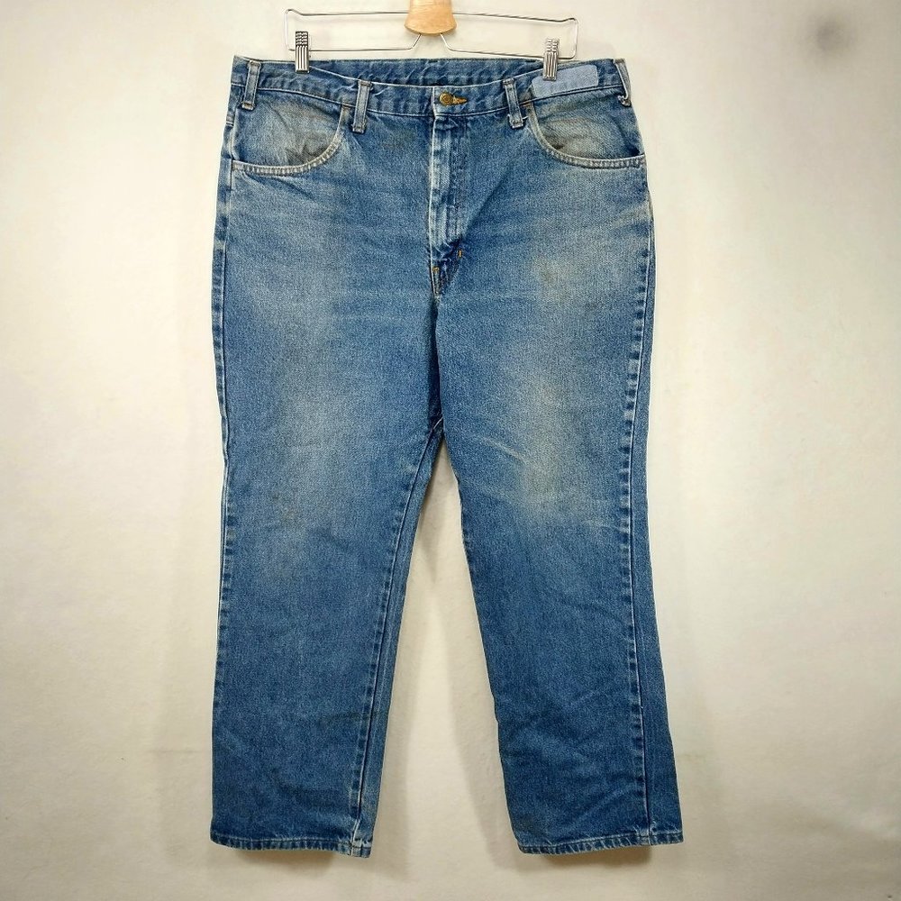 Workrite FR Jeans Mens 38x31 Blue Heavy Denim Workwear Westex 2112 CAT 2 Cotton